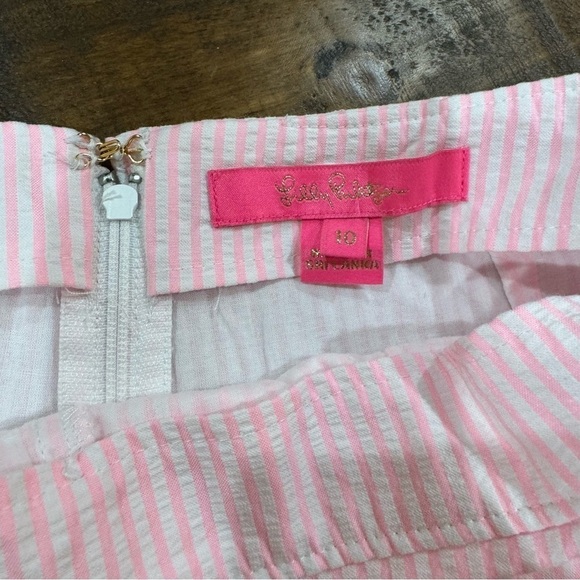 Lilly Pulitzer Faye Seersucker Capri Coral Pink Preppy Ruffle Feminine Skort 10 - Picture 9 of 15